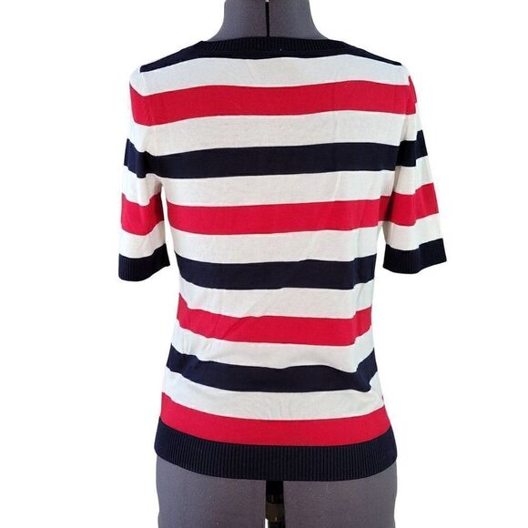 NWOT Talbots Stripe Short Sleeve Knit Top Sz P - Picture 3 of 6